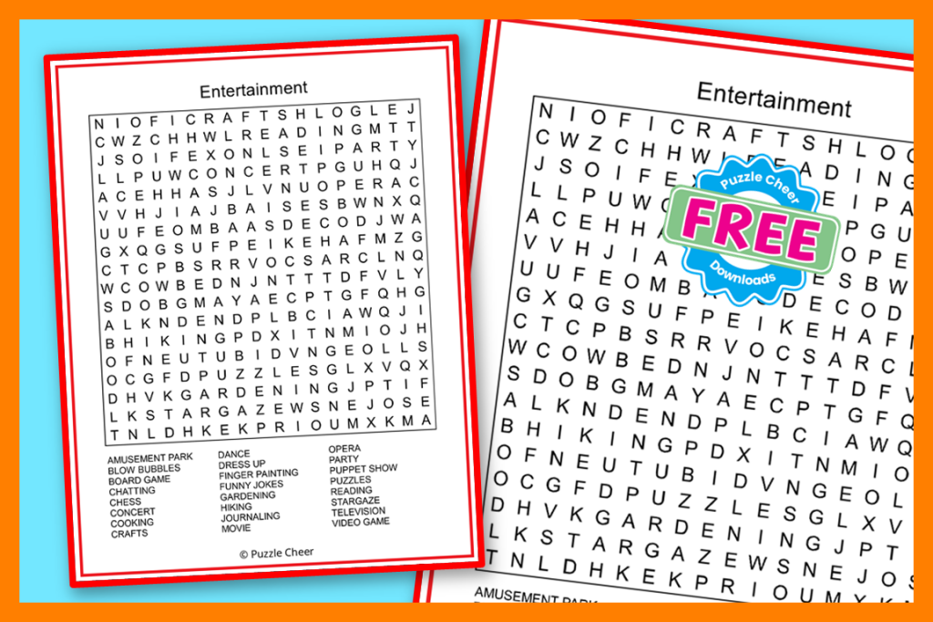 Entertainment Word Search Puzzle - Puzzle Cheer